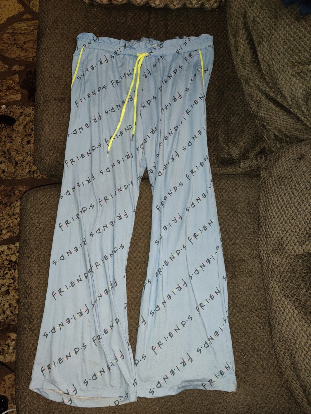 Friends TV Show Logo Pastel Blue PJ Pants with Yellow Drawstring Size M